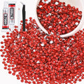 3000PCS SS16/4mm Crystal Rhinestones (Light Red/Light Siam) with 2Pcs 10ml B7000 Jewelry Glue, Bedazzling Flatback Glass Rhinestones for Crafting, Gems Diomand for Tumbler Shoes Clothing Nail Art