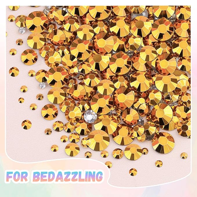 30000Pcs Resin Gold Rhinestones for Bedazzling Crafting with b7000 Jewelry Glue, Bulk Flatback Gems Bedazzler Kit for Crafts Clothes Shoes Fabric Nail Diamond Art, Assorted Size 2/3/4/5/6mm