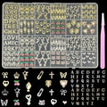 KINGNAME 252 PCS Silver & Gold Nail Charms Set with Letters, Hearts & Rhinestones – Y2K Bling Nail Art Decorations for DIY Manicure