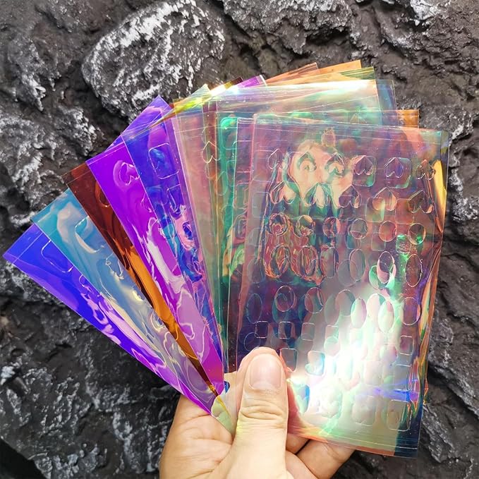 DANNEASY 11 Sheets Aurora Nail Foil Laser Stickers Foil Laser Nails Art Stickers Glass Paper Nail Art Sticker Iridescent Decals Glass Paper Nails Wraps 3D Holographic Foils for Women Girls