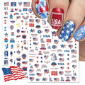 12 Sheets 4th of July Nail Stickers, Independence Day Patriotic Nail Decals, 3D Design Self-Adhesive Memorial Day USA Flag Star Nail Art