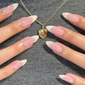 Press-On Nails, Medium-Length Almond Shape Pearl White False Nails, Inlaid with Pearls, Showing the Noble Temperament of Women and Girls False Nails - 24 pcs (with Free Tool Kit)