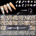 Nail Rhinestones Kit,Crystal Rhinestones for Nail Decoration Nail Art Supplies,Glass Gems Stones for Nail DIY Crafts Clothes Shoes Jewelry(700 Diamonds + 3480 Flat Rhinestones),Iridescent AB
