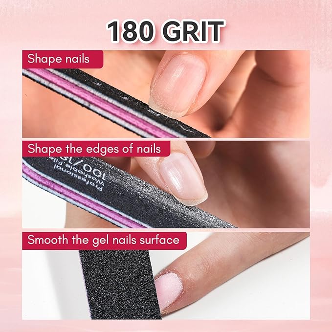 Makartt Nail File - 100/180 Grit Emery Boards for Nails, Professional Nail Files, 10pcs Double Sides Black Coarse Fingernail Filer for Acrylic and Extension Gel Removal Manicure Kit Salon Home Use