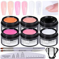 Builder Gel for Nails Kit - 10-IN-1 6 Colors Thickening Nail Set White Clear Soft Pink Rose Nude Coffee Hard Scuplted Gel for 3D Extension Sculpting Tips Base Rhinestone Soak Off UV/LED Manicure