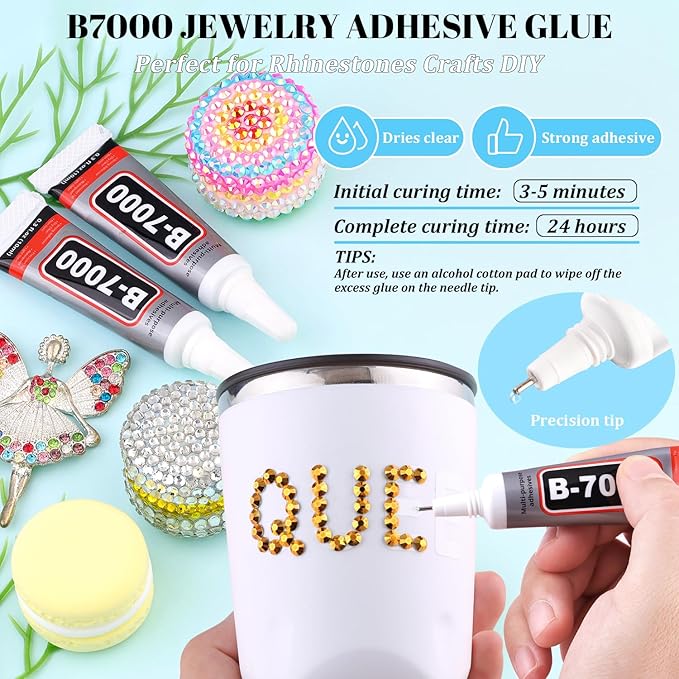 12000Pcs Resin Rhinestones for Bedazzling with 3Pcs B7000 Jewelry Glue, 2 Boxes Mine Gold Flatback Rhinestones for Crafting Crafts DIY, Crystals Gems for Clothing Shoes Tumblers Nail Art Makeup