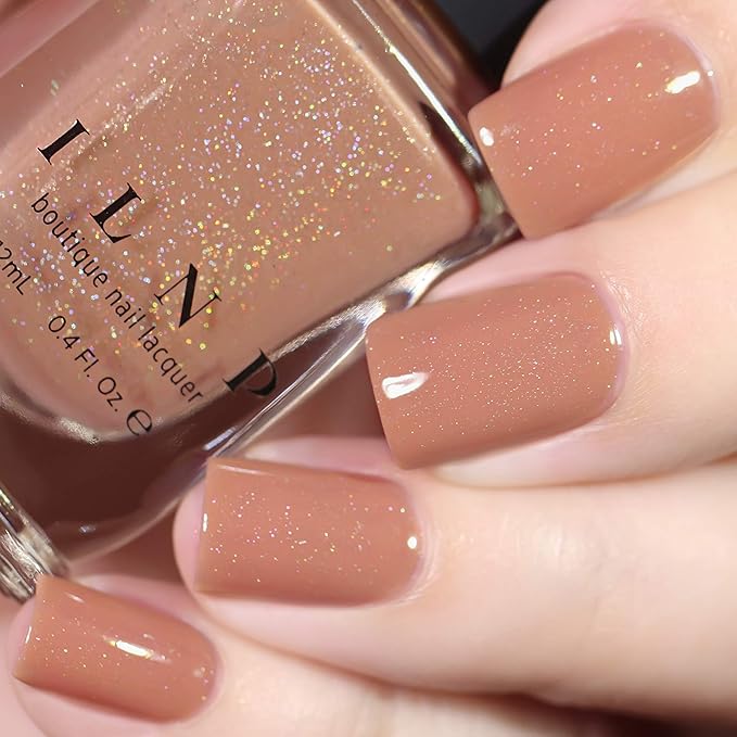 ILNP Portfolio - Soft Camel Neutral Nude Nail Polish, Subtle Holographic, Chip Resistant, 7-Free, Non-Toxic, Vegan, Cruelty Free, 12ml