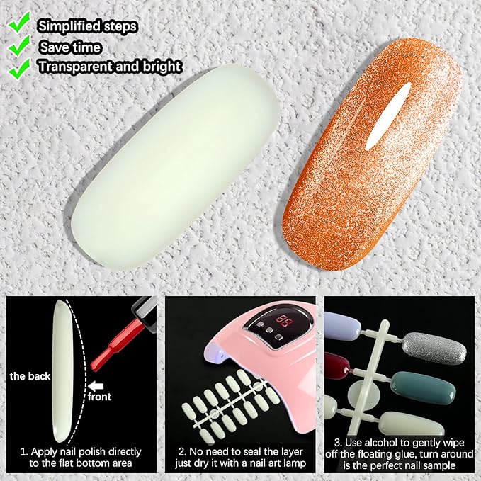 360pcs Flat Square Nail Display Tips for Nail Art Design Pattern Practice and Nail Color Swatches(Natural)