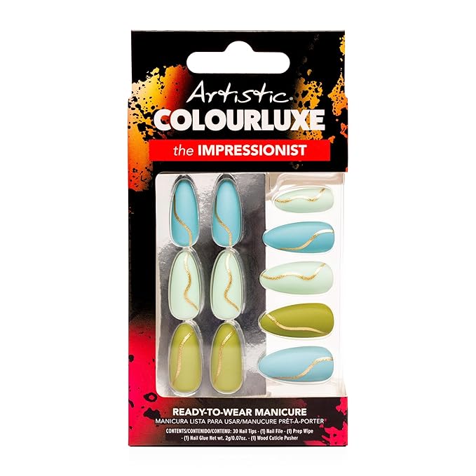 Artistic Colourluxe Press-On Tips - Kit Colourluxe Press-On Tips - Kits Nails - 30 Nails (Golden Wave, Kit)