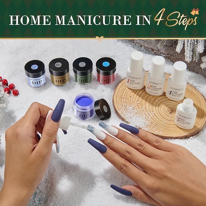 AZUREBEAUTY Dip Powder Nail Kit Starter Summer Blue Red Green Glitter 31 Pcs 20 Colors Dipping Powder Liquid Set with Top/Base Coat Activator for French Nails Art DIY Salon Gift