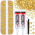 6100Pcs Resin Rhinestones for Bedazzling with 2Pcs 10ml B7000 Jewelry Glue, 1 Box Flatback Crystals Diamond (Golden Yellow) for Crafting Crafts, Gems for Clothing Shoes Tumblers Nail Art