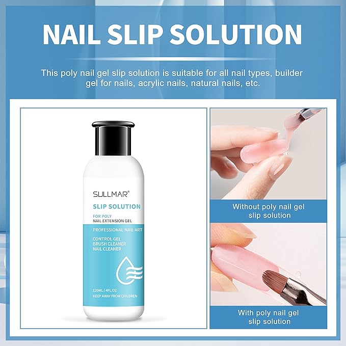 120ml 4FL.OZ Slip Solution for Poly Nail Gel Extension Nail Liquid Slip Solution and False Nail Gel Cleanser