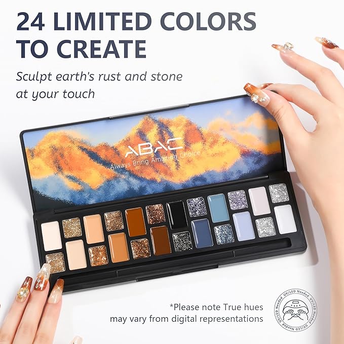 ABAC Fall & Winter Solid Gel Polish Set,Ombre Gel Nail Polish,Pat Paint Nail Art-Brown Gray Blue Glitter Colors w/Pro Brush No-Spill,Hema-Free Nail Kit for Women Industrial Wave Collection