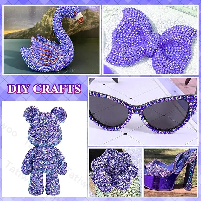 20000Pcs Purple AB Flatback Jelly Resin Rhinestones for Bedazzling, Mix Sizes Crystal Rhinestones Gems, Purple AB Gems Bedazzling for Crafting for DIY Face Makeup Crafts Tumblers