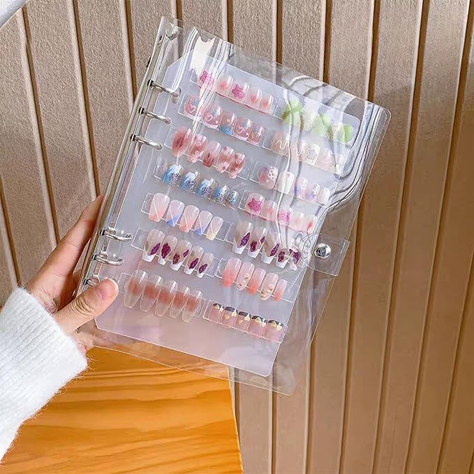 Large Clear Press on Nails Storage Box, Empty Press on Nails Packaging Box Set with Double-sided Adhesive Tape and 50 Arcylic Nail Display Stand Can Be Used to Store and Store Personal Items (large 1)