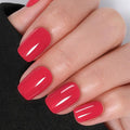 UNA GELLA Soft Gel Press on Nails - 16 Sizes Red Short Square Glue on Nails, 32Pcs Reusable Red Solid Color False Nails with Glue, Full Cover Acrylic Nail Kit for Women DIY Home Manicure