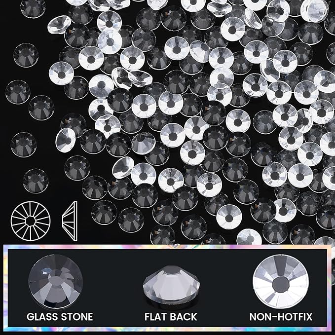 Novani Rhinestones Glass Rhinestones for Crafts Nail Gems Clear Stones Jewels Round Gemstones Non-Hotfix Crystal,SS20,1440 Pieces,Transparent