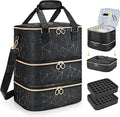 Large Nail Polish Organizer Bag Holds 84 Bottles Nail Polish and a Nail Lamp, PU Leather Nail Kit Storage Carrying Case, Removable Portable Travel Nail Art Tool Storage