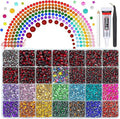 28 Grids Dark Red 2mm-6mm Resin Rhinestones w B7000 Glue for Bedazzling Crafting Maroon Flatback Stones Diamonds Crystals Gems Colorful Bedazzler Kit for Nails Face Eyes Makeup Tumblers Crafts