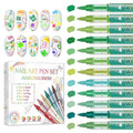 12 Colors Nail Art Pens Set, Nail Art Markers Polish Pens for Painting Nails, Acrylic Paint Drawing Painting Dotting Markers Pen Quick Drying Nail Art Design Manicure Tools 02 Green