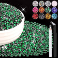 8000PCS 3mm Resin Rhinestones Bulk for Crafting (Dark Green), Flatback Bedazzling Crystals for Crafts DIY Nail Decoration, Gems Charms for Tumbler Shoes Clothing Fabric with Pickup Pen and Tweezers