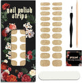 Nail Polish Strips (No UV Lamp Needed) - 22 Pcs Salon Quality Gel Nail Stickers - Long Lasting Wraps (Disco Ball Gold)