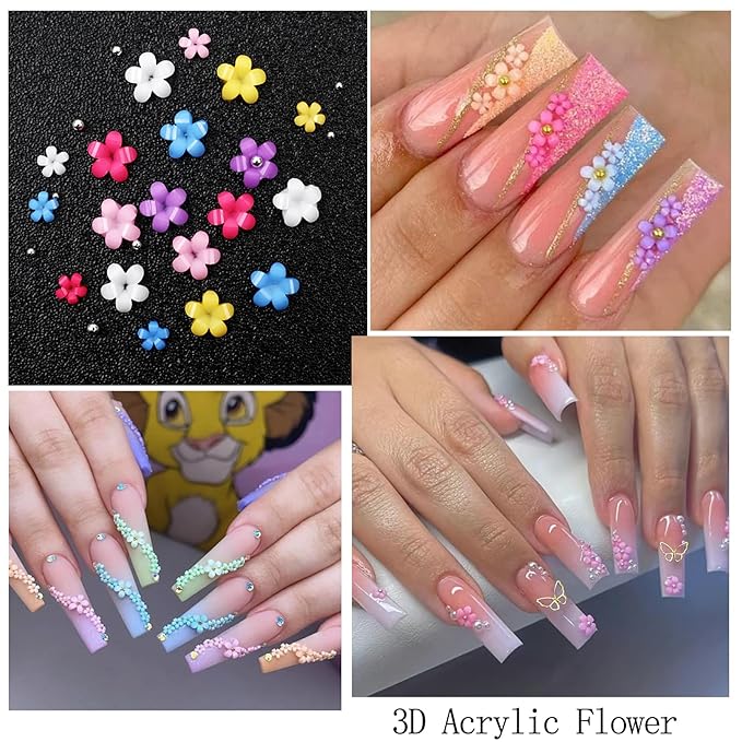 Nail Art Pearls Flatback Rhinestones Flower Nail Charms Gold Silver Beads White Half Round Supplies Luxurious Design Jewelry DIY Crafts Accessories for Women Manicure Decorations