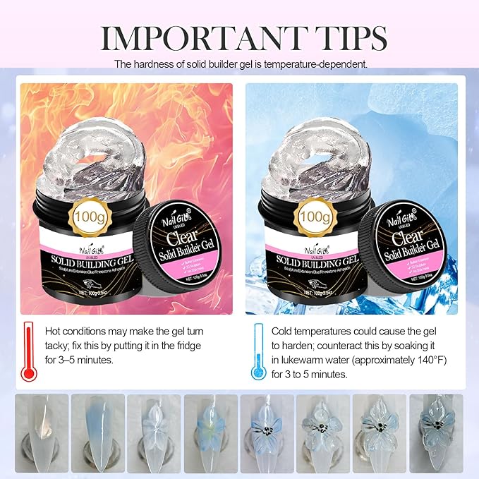 NAILGIL Solid Sculpture Builder Gel,100g Non-Stick Hand Nail Extension Gel for 3D Sculpting Carving Decoration Soak Off UV LED Nail Art Salon, Clear