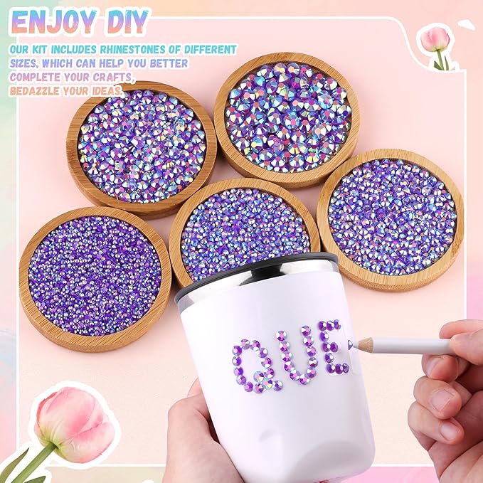 30000Pcs Resin Rhinestones for Bedazzling with B7000 Jewelry Glue, Dark Purple AB Flatback Gems Rhinestones for Crafting, Clothing Tumblers Mugs Shoes Fabric Decor Nail Art