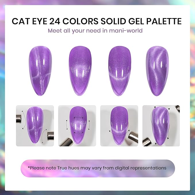 ABAC 24-Color Magnetic Cat Eye Gel Polish Set,Winter Collection Solid No-Spill Cream Gel with Pro Brush,HEMA-Free Cruelty-Free Nail Art Kit