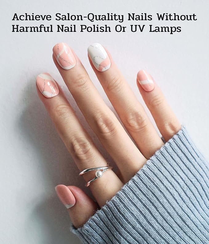 Nail Polish Strips (No UV Lamp Needed) - 22 Pcs Salon Quality Gel Nail Stickers - Long Lasting Wraps (Smoked Salmon)