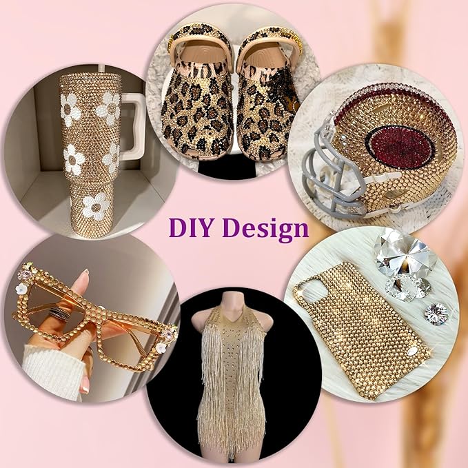 16000Pcs Resin Rhinestones with Tweezers for Crafting, Champagne 2-6mm Mixed Sizes Non Hotfix Flatback Gems, Bedazzling Crystal for DIY Crafts Clothing Tumblers Mugs Shoes Fabric Decor Nail Art