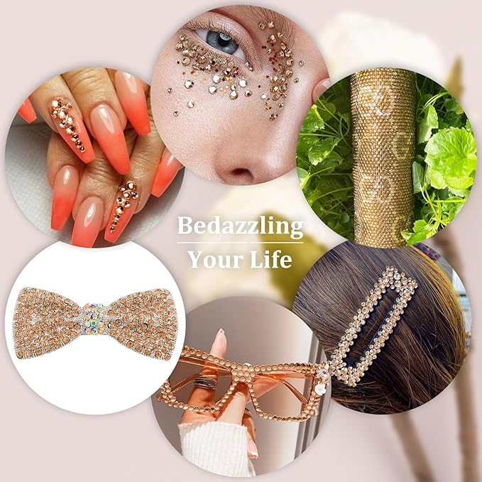 Resin Rhinestones for Crafting, 1 Box Champagne Flatback Crystals for Bedazzling Crafts DIY Nail Art Deco, Non Hotfix Bulk Gems for Tumbler Shoes Clothing Fabric Face Makeup