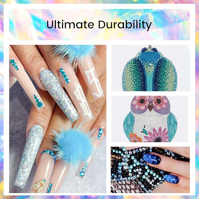 Novani Rhinestones 1440pcs SS20 Glass Rhinestones Crystal Flatback Gemstones for Crafts Nails Makeup Bags and Shoes Decoration（SS20, Aquamarine）