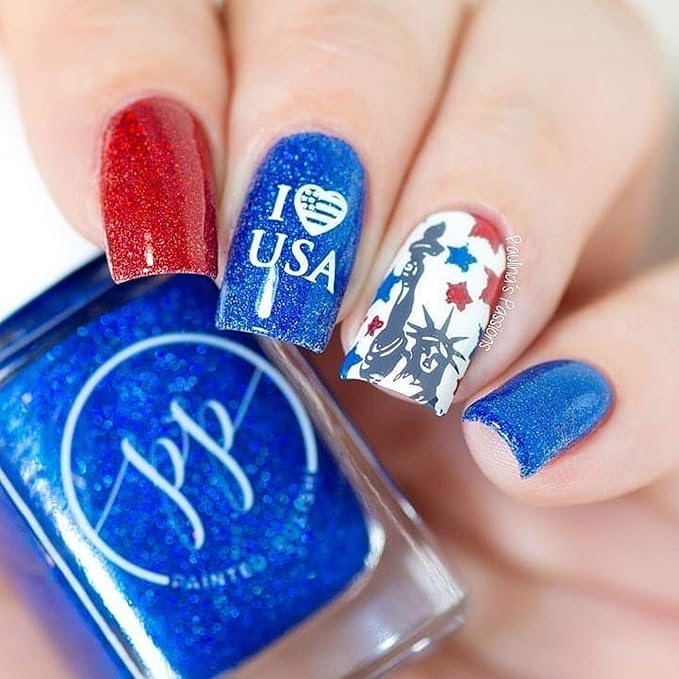 Whats Up Nails - B043 Stars and Stripes Stamping Plate for Nail Art Design