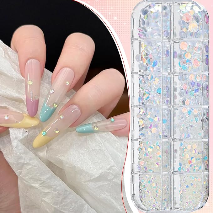 1600Pcs Half Round Resin Bubble Beads,2-6mm AB Colorful Flatback Pearls Beads,Mini Iridescent Crystals No Hole with Pickup Tools for Nail Charms Handmade Phone Case(16-K1-AB-bubble-beads)