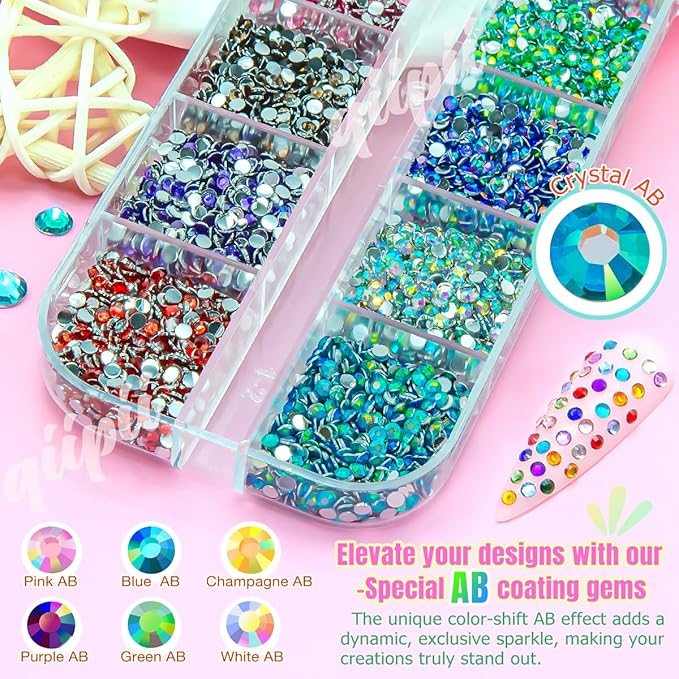 36 Color 2mm Small Crystal Resin Rhinestones for Bedazzling Crafting SS6 Tiny Flatback Stones Colorful Gems Diamonds Charms for Nails Eyes Face Makeup Tumblers Bottles DIY Crafts Clothes Shoes