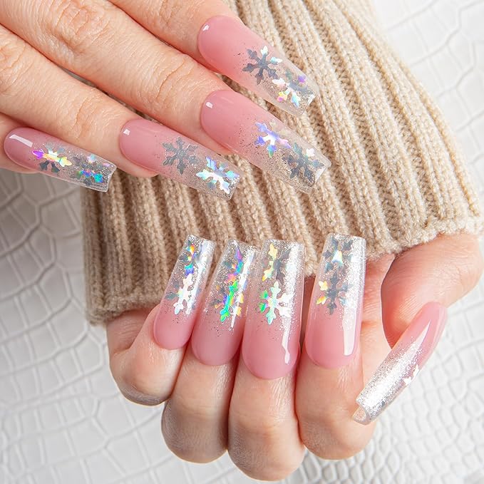 LOVFUL Short Press on Nails Aurora | Handmade Acrylic Press ons| Reusable Fake False Nails | Square Classic Regular 1.3in | H688-L