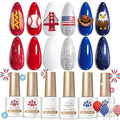 BORN PRETTY 4th of July Gel Nail Polish Set 6 Colors Navy Blue Red White Sliver Shimmer Glitter Gel Polish Soak Off U v Gel Polish Kit for Salon Manicure and Nail Art DIY at Home