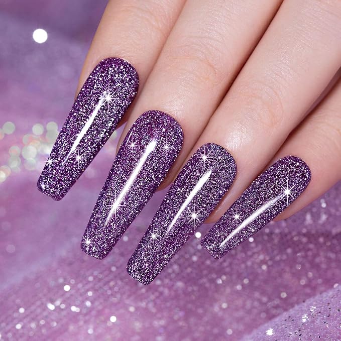 Diamond Gel Nail Polish,Reflective Glitter Gelpolish, Spark Shiny Gel Nail Art, Dark Purple Nailpolish for Home Design Glitter Nail Art U V L E D Cure Reqired RAR86