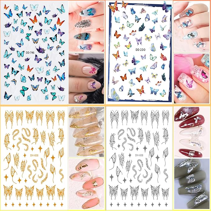 Nail Art Design Tools - 3D Decorations Kit with Brushes, Dotting Tools, Holographic Stickers, Nail Foil Tape, Rhinestones and Pick-Up Tweezers
