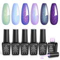 Beetles Glitter Gel Polish Set – Kaleido Galaxy 6 Colors Shimmer Chameleon Blue Green Purple UV LED Gel Nail Polish Sparkly Glitter Nail Gel Kit Nail Art Design Gel Spring Gifts for Women