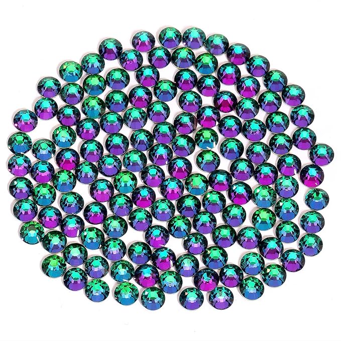 Green Flame Rhinestones Flatback Rhinestone for Crafts Glass Nail Rhinestones Nail Gems Crystals for Makeup Bags Shoes Decoration DIY(SS16,1440pcs,Green Flame)