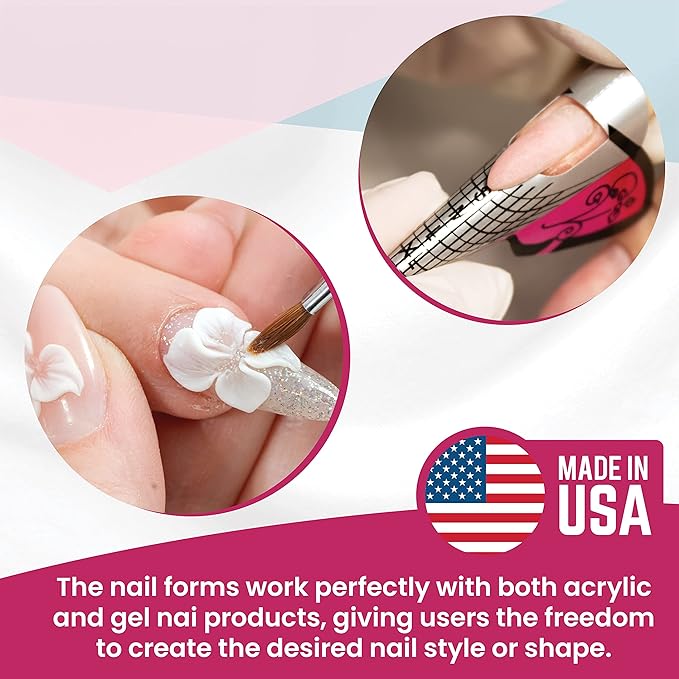Mia Secret Multistilo 500 PCS - Nail Extension Tips, Forms for Acrylic & Gel Nails - Guide Stickers