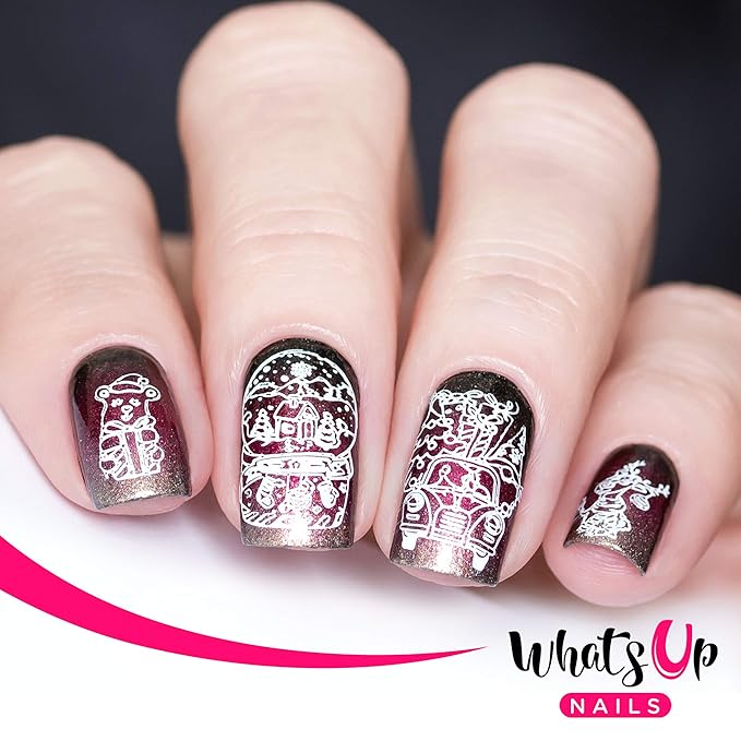 Whats Up Nails - Christmas New Year Winter Nail Stamping Plates (A022, B065) for Nail Art Design
