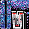 Flatback Pearls for Crafting with 3Pcs 10ml B7000 Jewelry Glue, 1 Box of Half Round Blue Mermaid Pearls, Bedazzling Beads for DIY Crafts Clothing Tumblers Shoes Embellishment Nail Art