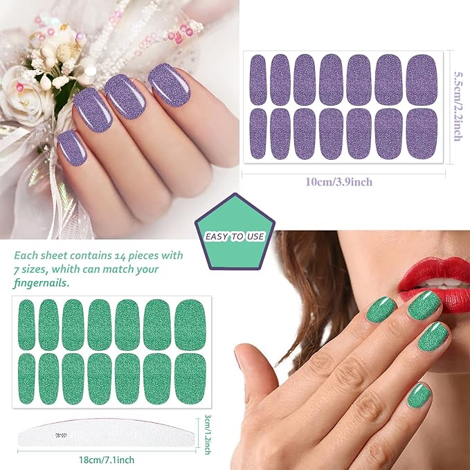 JERCLITY 336 Pieces 24 Sheets Vibrant Solid Color Nail Polish Strips Colorful Nail Wraps for Short Nails with Nail File Self-Adhesive Gel Nail Strips Stick On Nail Stickers Full Nail Wraps for Women