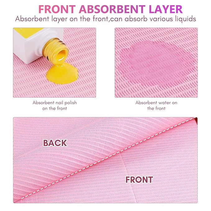 Makartt Nail Rhinestone Glue for Nails Bundle with Disposable Nail Mats, 50Pcs Pink Fordable Nail Paper Towels for Table Acrylic Nail Practice Sheet
