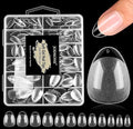 JODSONE Short Obese Almond Nail Tips 240Pcs Soft Nail Gel Tips 12 Sizes Half Matte Full Cover Clear Gelly Press on Flase Nail Tips for Extension Nail Manicure Home DIY