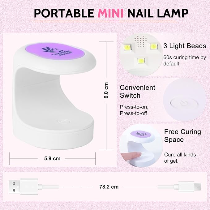 LAVENDER VIOLETS Gel Nail Kit 240 Pcs Short Almond Nail Tips Extension, 21 Gel Colors with Portable U V Light, Nail Glue Base/Glossy/Matte Top Coat for Women Girls VC17